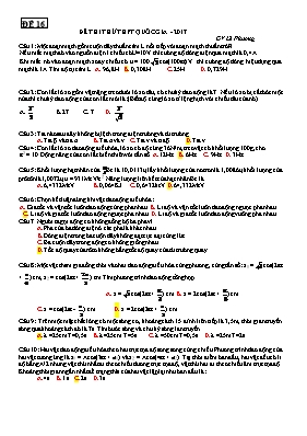 5 Đề thi thử THPT Quốc gia môn Vật lý năm 2017